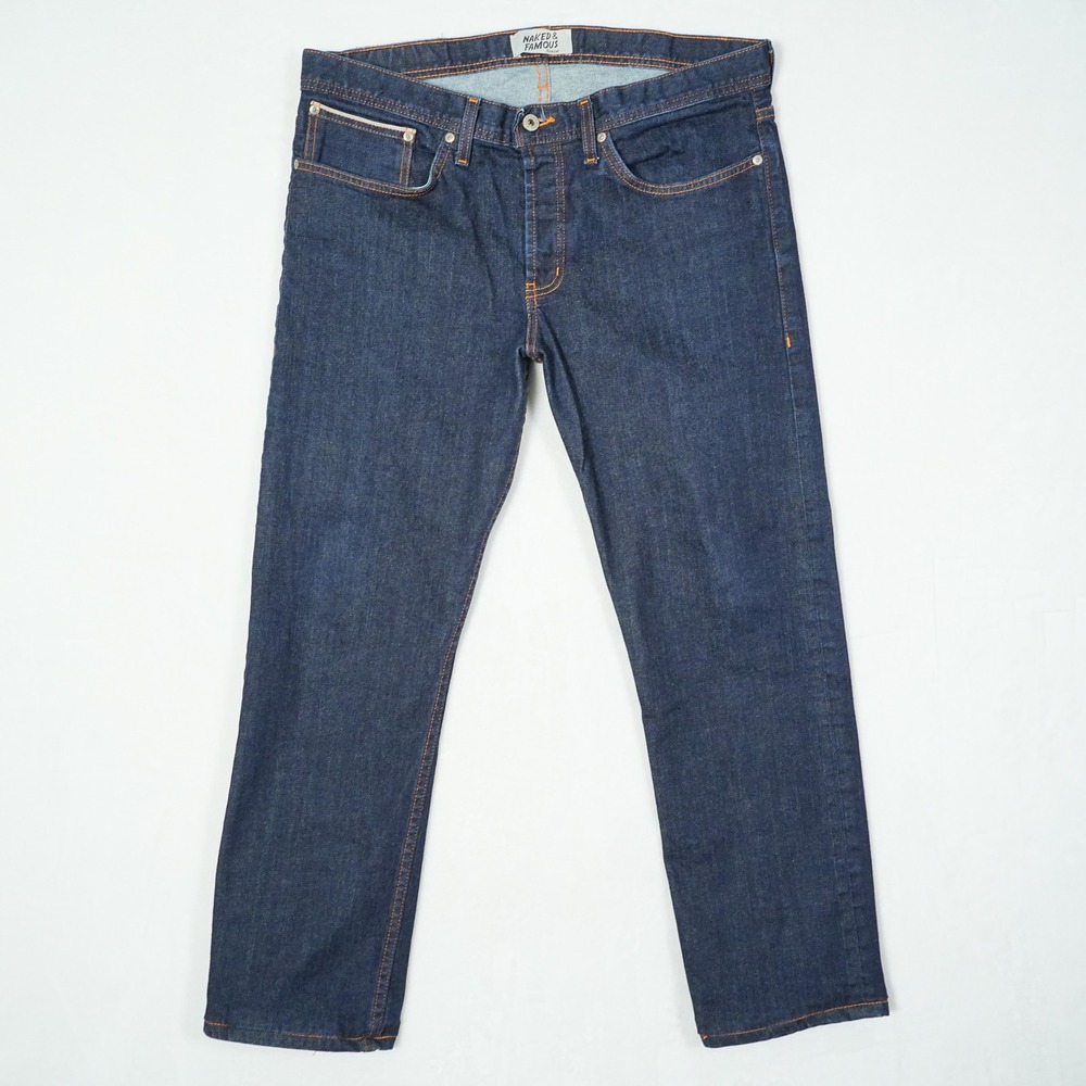 Naked & Famous Indigo Raw Selvedge Denim Jeans Mens 36x27.5 Button Fly Canada